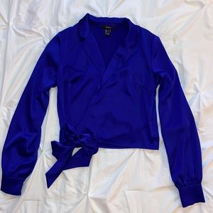 Forever 21 Royal Blue collared shirt. Size S. Adjustable tie on the right side.